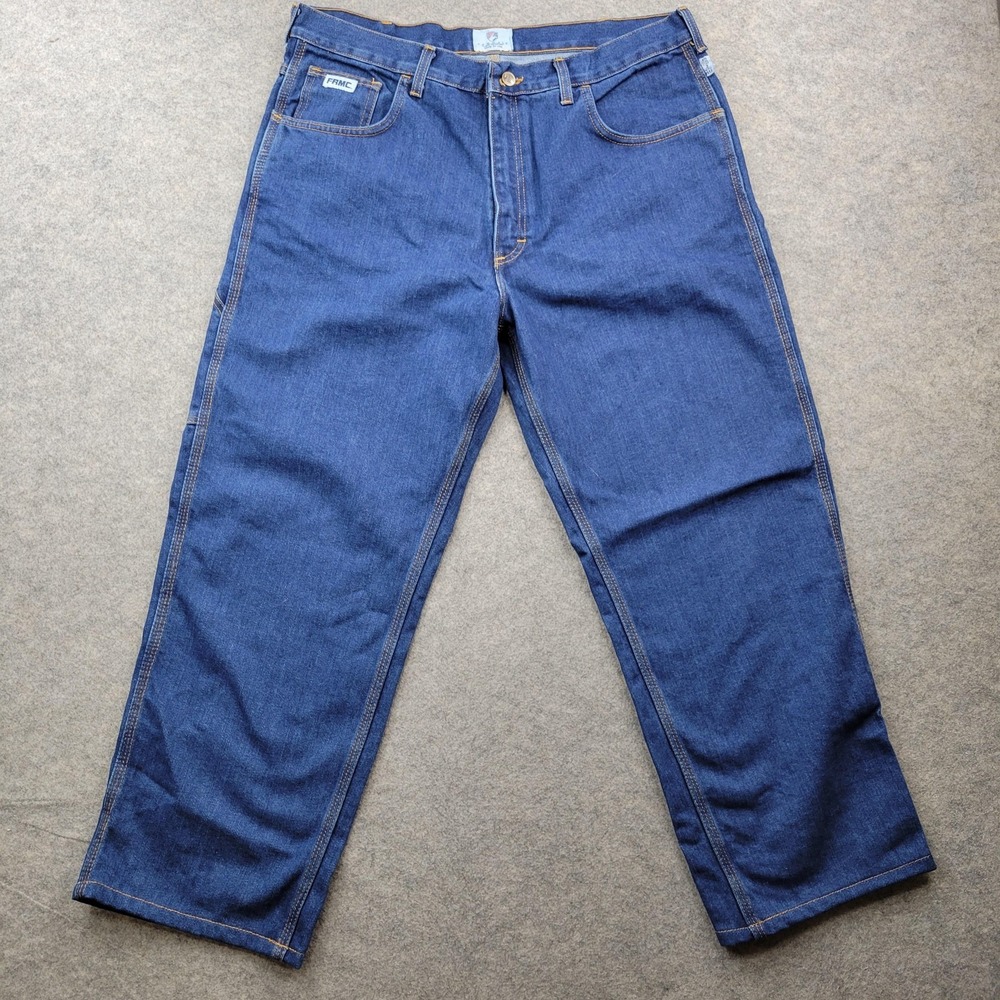 Tyndale Flame‎ Resistant Jeans Mens 38x27 Blue Classic Straight Denim Pants USA